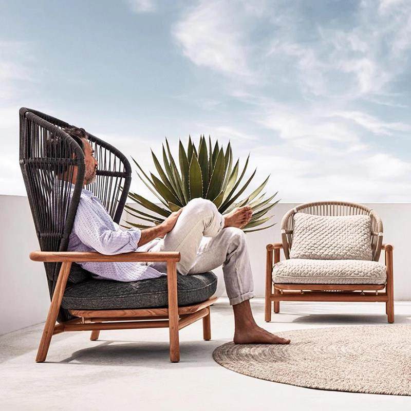 北欧户外沙发庭院露天阳台柚木桌椅茶几别墅铝合金藤编藤椅高背,住宅家具,户外沙发,淘宝优惠券,粉丝福利购,淘宝优惠卷