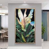 饰画 珐瑯彩高端玄关挂画 画芭蕉家大业大装 画轻奢高级感客厅背景
