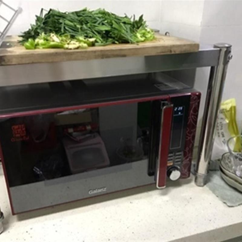 厨房单层不锈钢微波炉烤箱置物架储物一层锅碗调料落地架