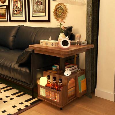 升降茶几可伸缩折叠移动推车实木茶台茶桌小户型客厅沙发餐桌两用