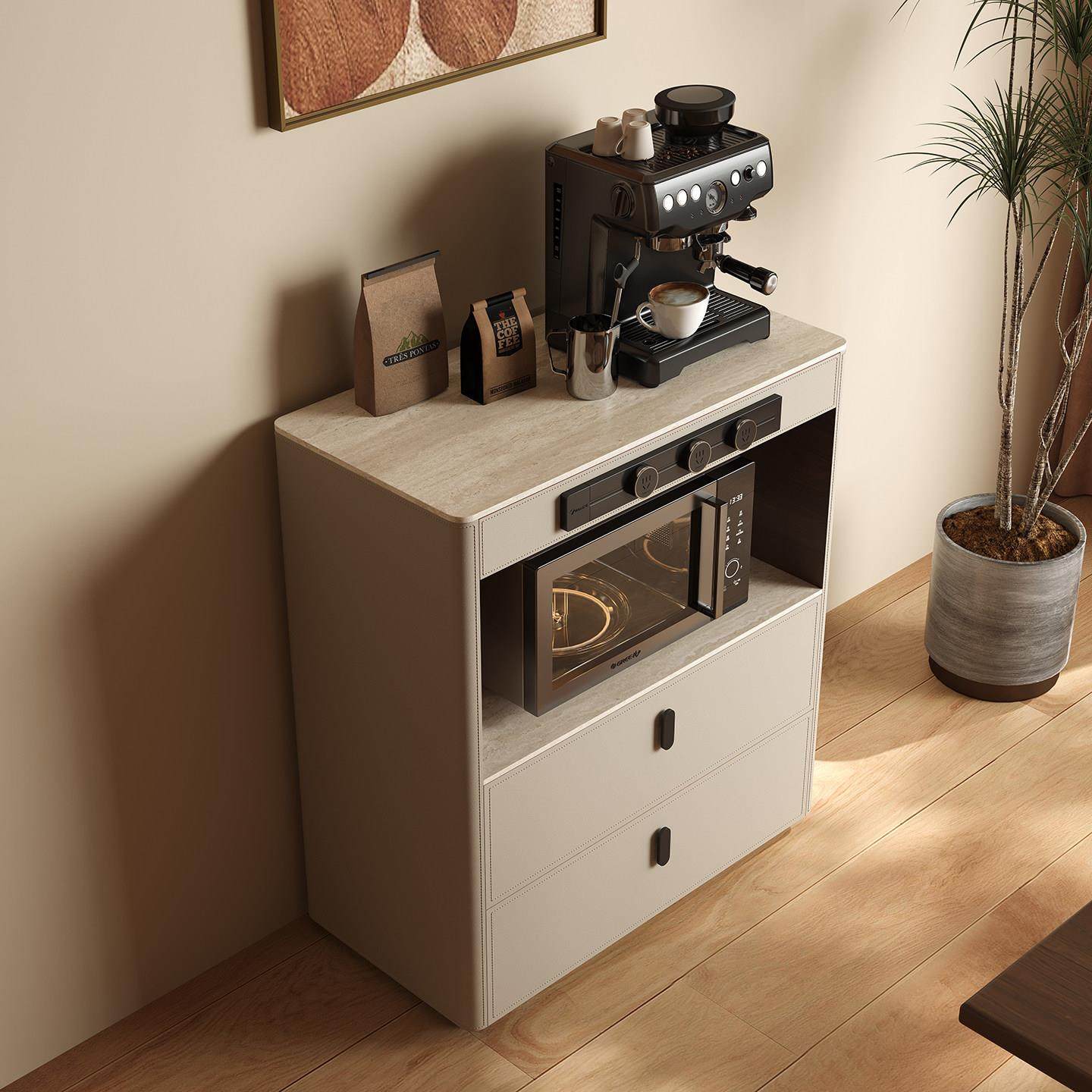 意大利极简主义餐具柜鞍皮壁挂式集成钙华岛厨房储物柜咖啡机展示,住宅家具,餐边柜,淘宝优惠券,粉丝福利购,淘宝优惠卷