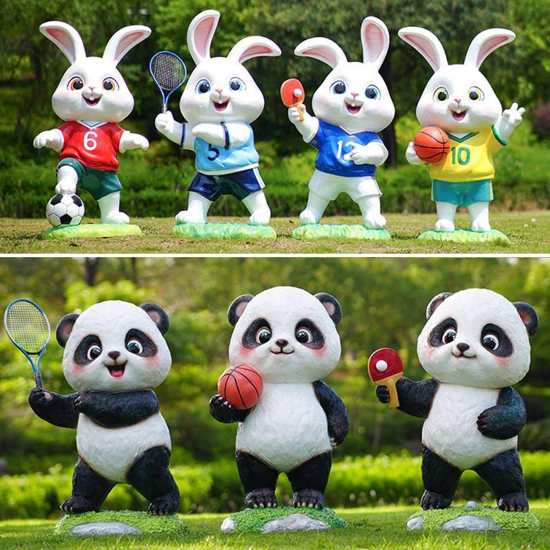 熊猫雕塑运动模型学校幼儿园公园体育馆篮球足球户外卡通兔子摆件,家居饰品,装饰摆件,淘宝优惠券,粉丝福利购,淘宝优惠卷