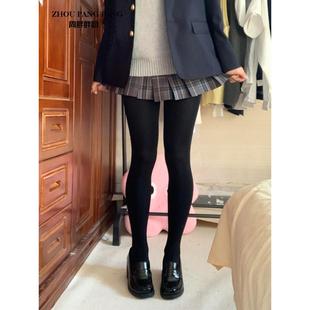 黑透肤水光袜加厚女 袜光腿神器大码 周胖胖呀大码 纯黑色JK打底连裤