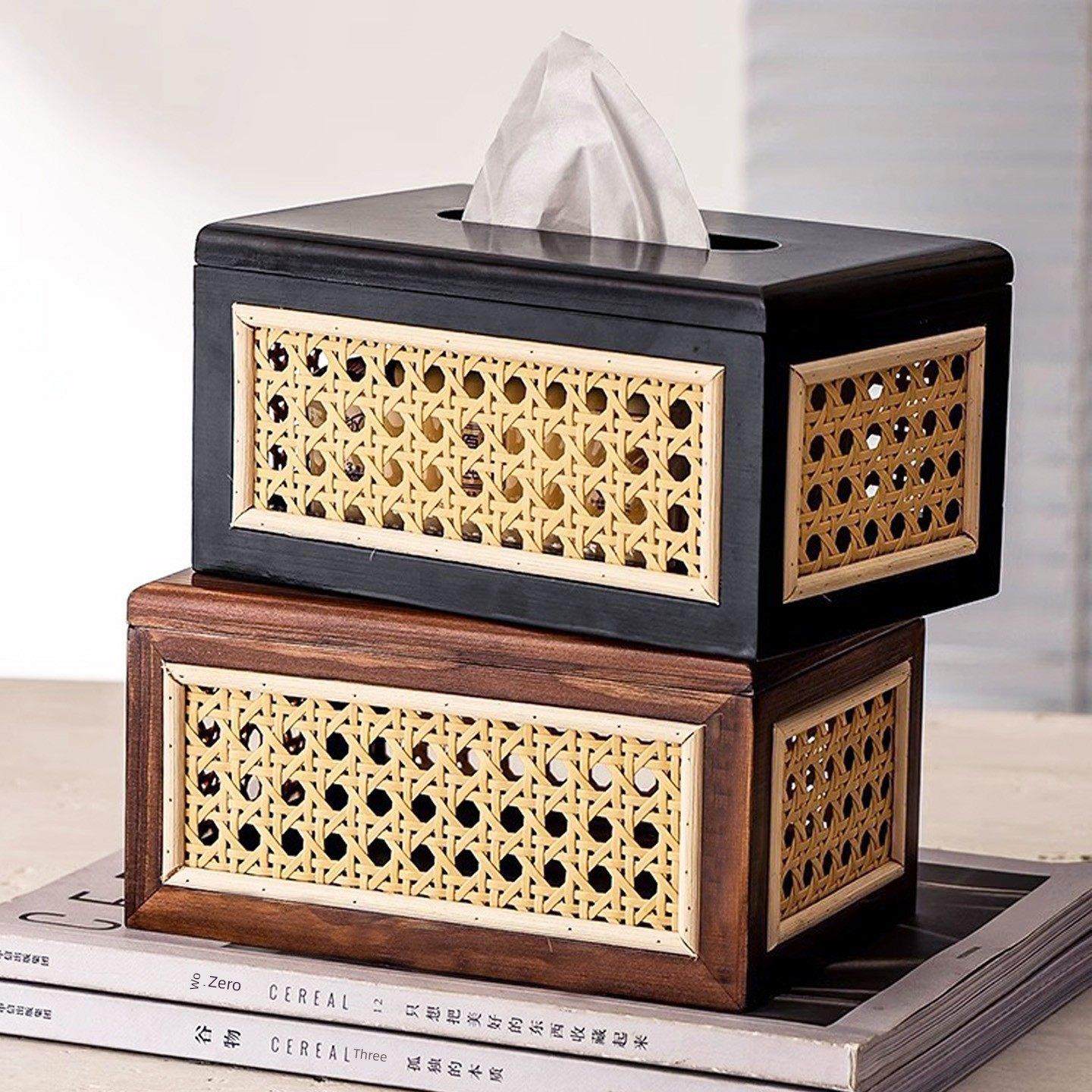 每丽胡桃色藤纸巾盒日式实木中世纪风格高端收纳纸巾盒客厅和餐厅,收纳整理,纸巾盒,淘宝优惠券,粉丝福利购,淘宝优惠卷