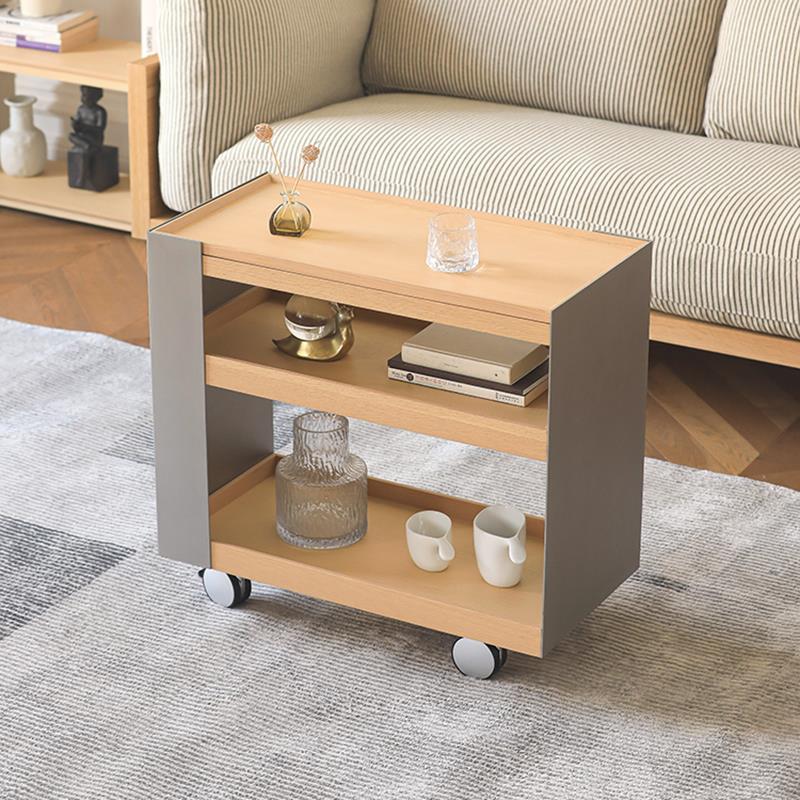 polehome意式极简实木小推车可移动边柜小茶几边几收纳柜床头柜子