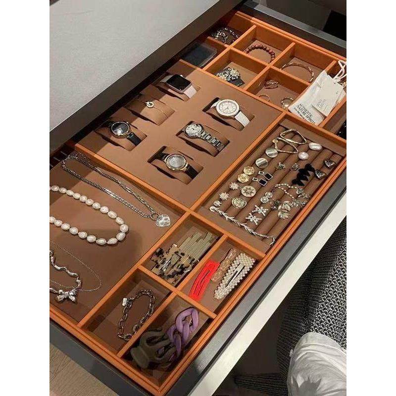 衣帽间高端皮革首饰盒抽屉型盒子戒指耳环珠宝收纳盒分割托盘定制,收纳整理,首饰盒,淘宝优惠券,粉丝福利购,淘宝优惠卷