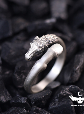 SlowCrafting纯银925本命年戒指原创策马奔腾小众手工对戒高级感