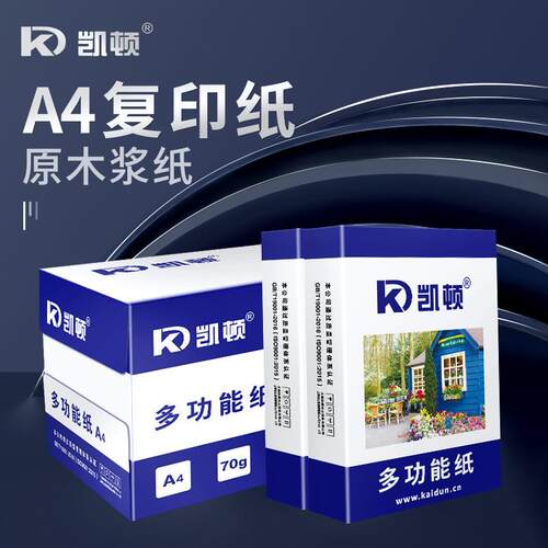 凯顿A4纸 打印复印纸办公用纸70g 单包500张 a4办公白纸 整箱