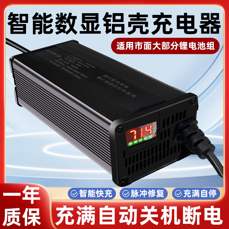 智能断电锂电池充电器48V60V72V5A8A10A15电车三元铁锂大功率快充