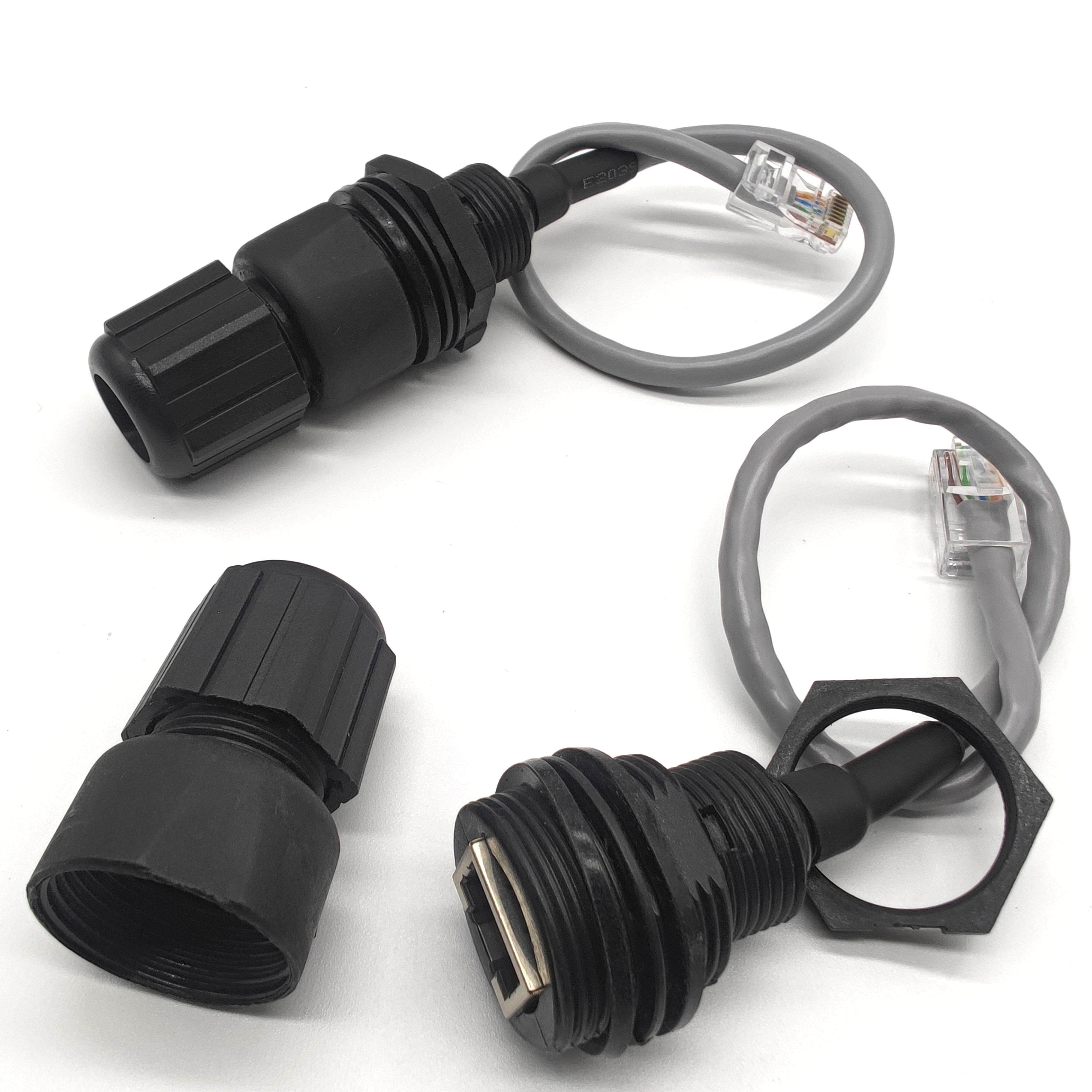 超五类线RJ45以太网通讯ap网桥网线网络CAT5E防水接头防水连接器