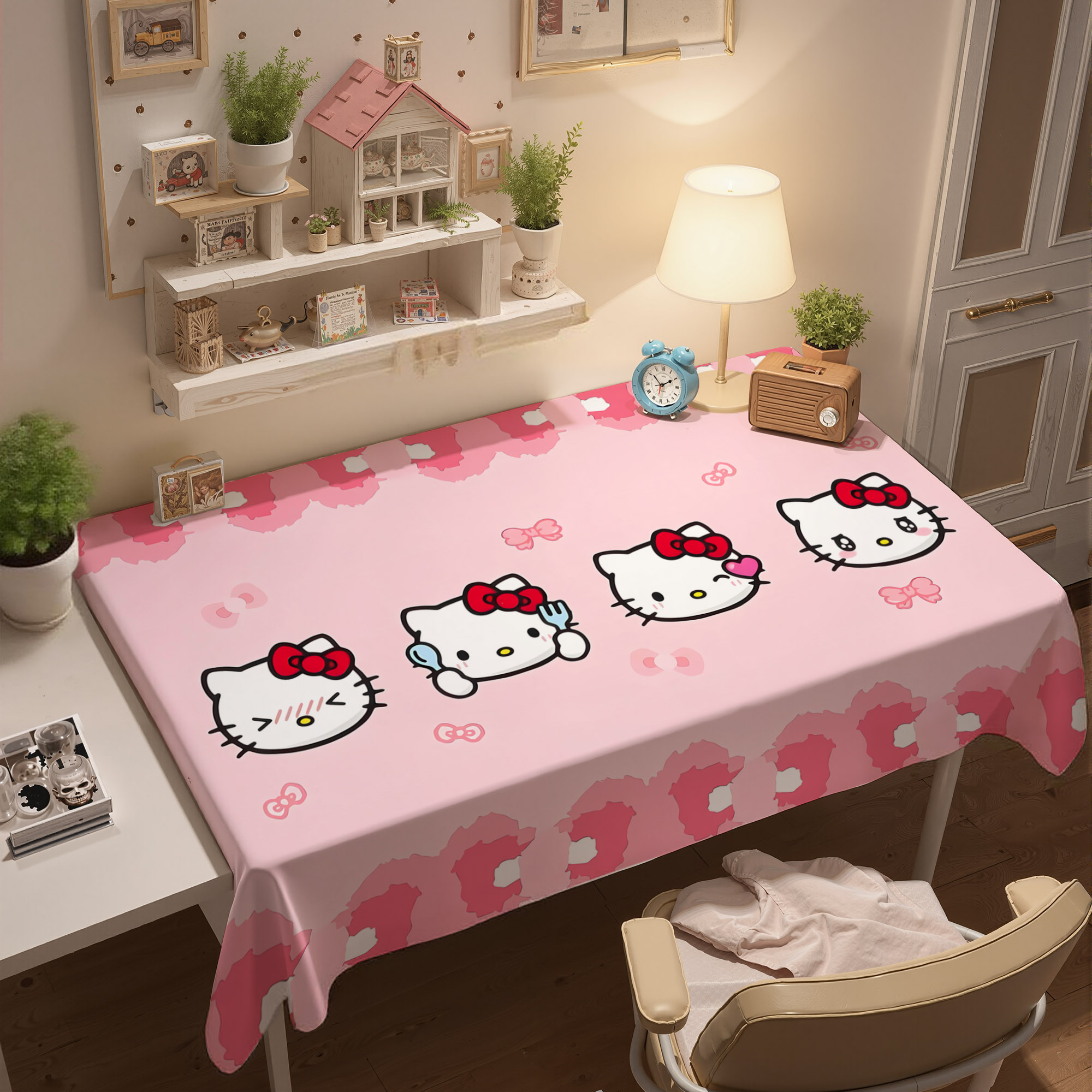 ins风可爱HelloKitty桌布书桌布