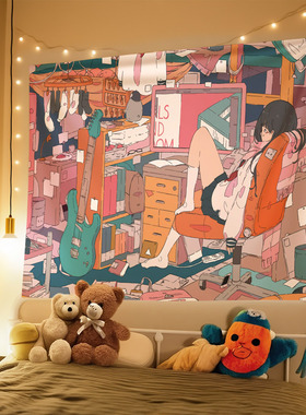 日本DaisukeRichard插画师少女背景布宿舍卧室直播间装饰装扮墙布