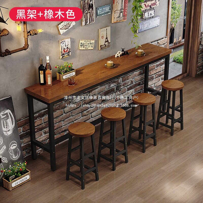 靠墙吧台桌高脚家用简约小阳台餐桌长条高桌子奶茶店一件万百木图片
