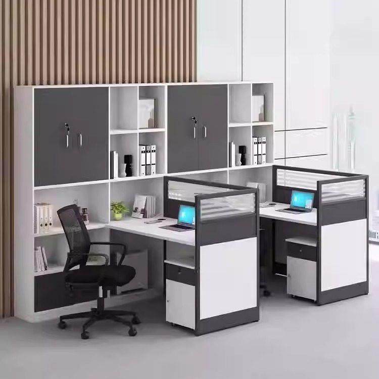 带边柜办公桌高柜财务工作桌办公室桌椅组合屏风工位白色简约现代,商业/办公家具,组合/屏风工作位,淘宝优惠券,粉丝福利购,淘宝优惠卷