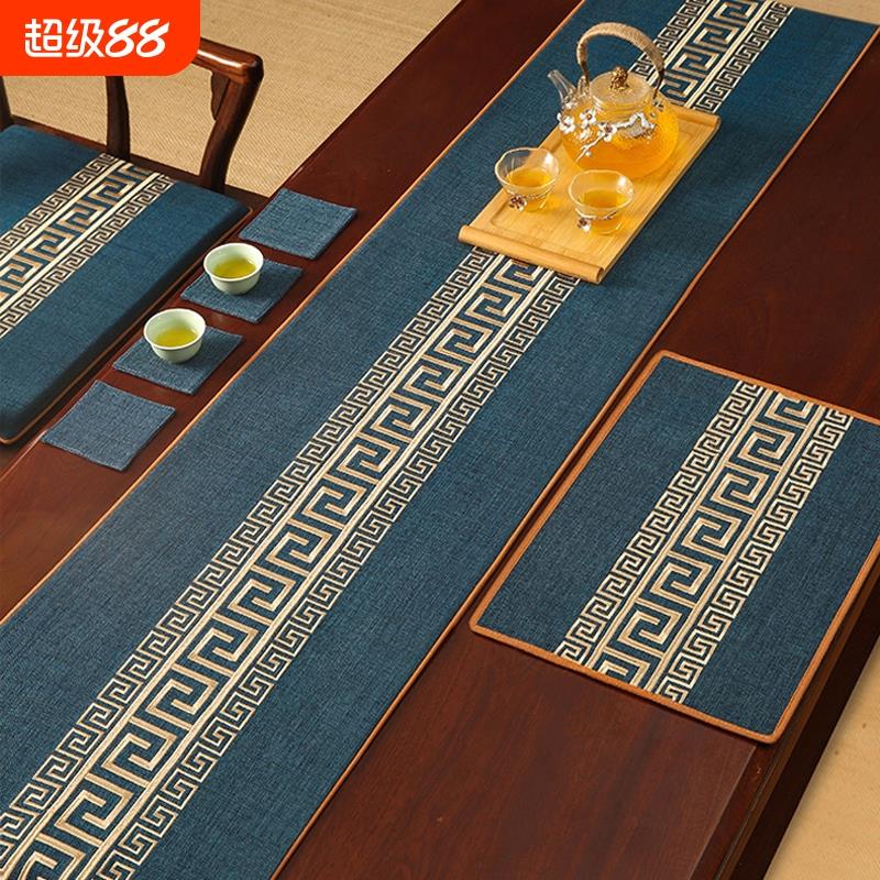 桌旗中式新中式茶台布艺长条简约现代茶席防水防滑茶桌布茶旗垫布