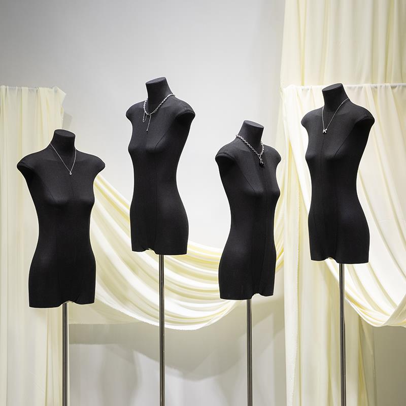黑色扁身平胸全身模特道具女装人台衣服装店橱窗半身假人偶展示架