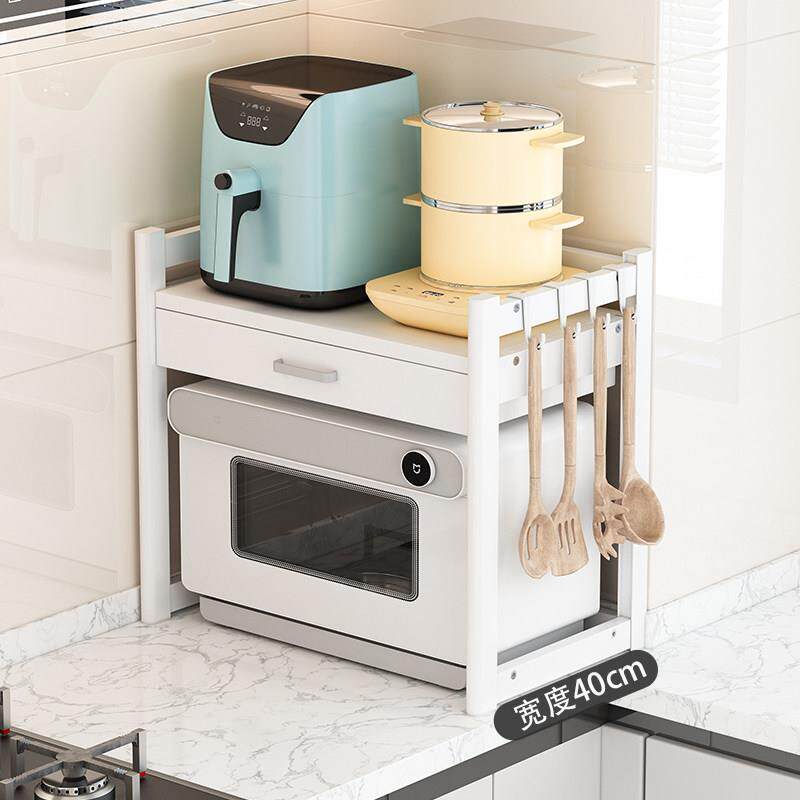 厨房微波炉架子置物架台面放电电子锅蒸烤箱家用多功能白色收纳层