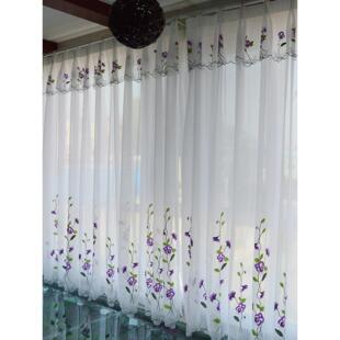 白纱布纱帘阳台绣花纱布纱帘绣花纱布门帘隔断飘窗半帘飘窗帘沙帘