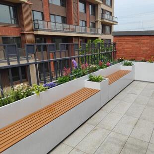 定制铁艺不锈钢户外花箱坐凳组合景观花池花槽阳台卡座休闲 凳座