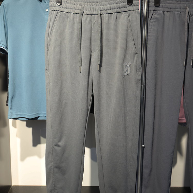 【H家】撤柜！夏季男士时尚弹力华夫格抽绳松紧腰休闲九分裤