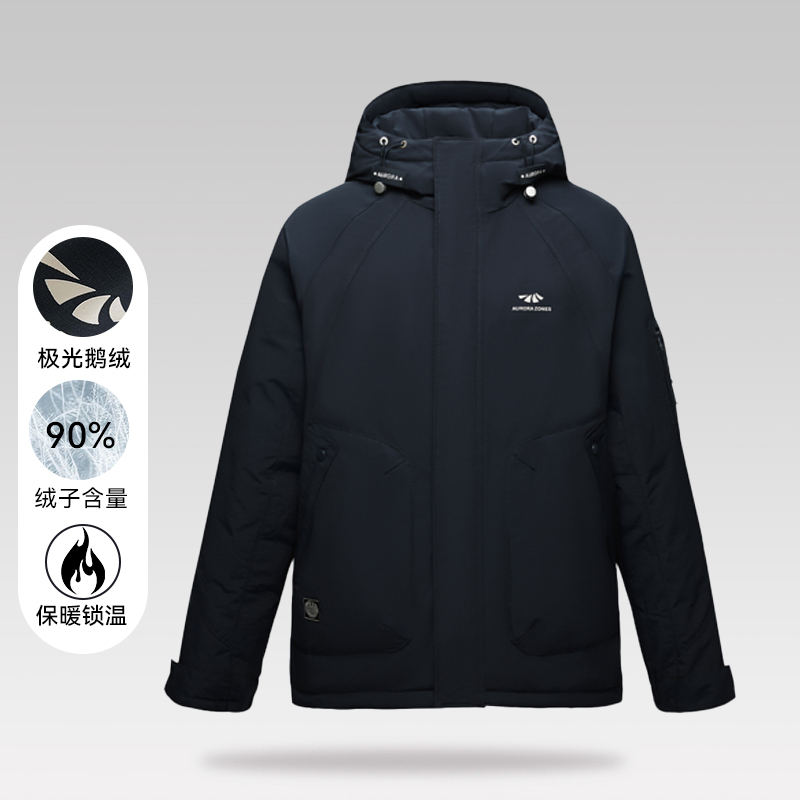 【H家】撤柜撤标2025年新款休闲商务极光鹅绒连帽羽绒服