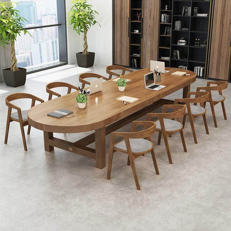 实木会议桌长桌简约现代长条桌子工作台家用电脑办公洽谈桌椅组合