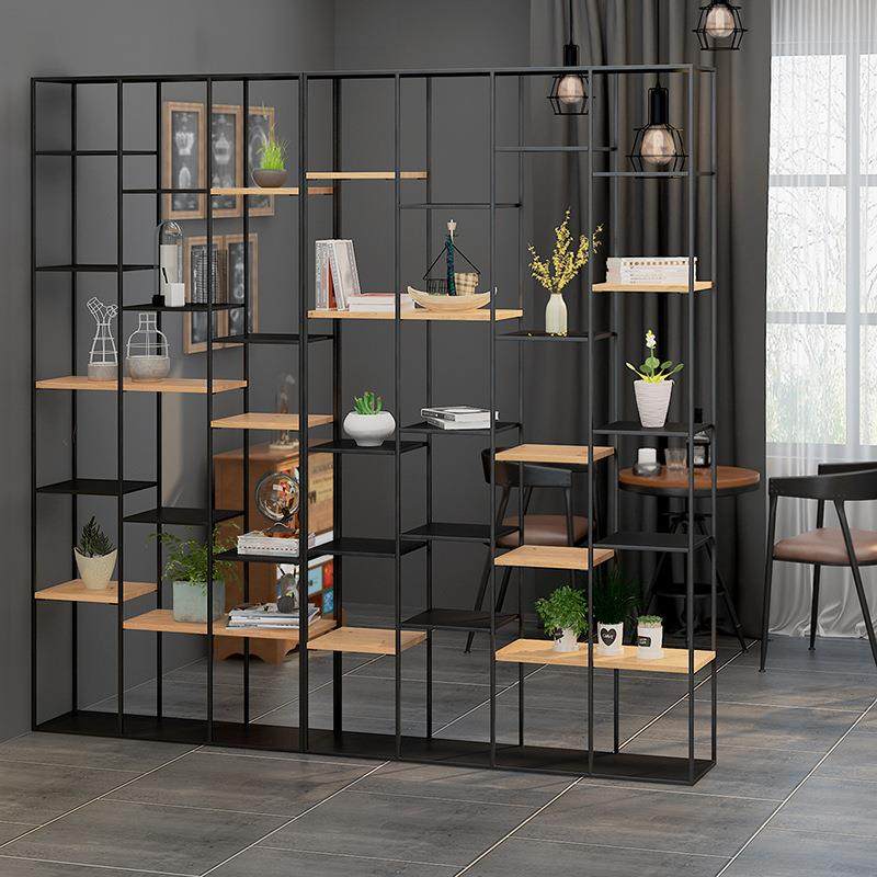 北欧铁艺隔断陈列置物架子loft简约办公室客厅花店屏风玄关架柜子