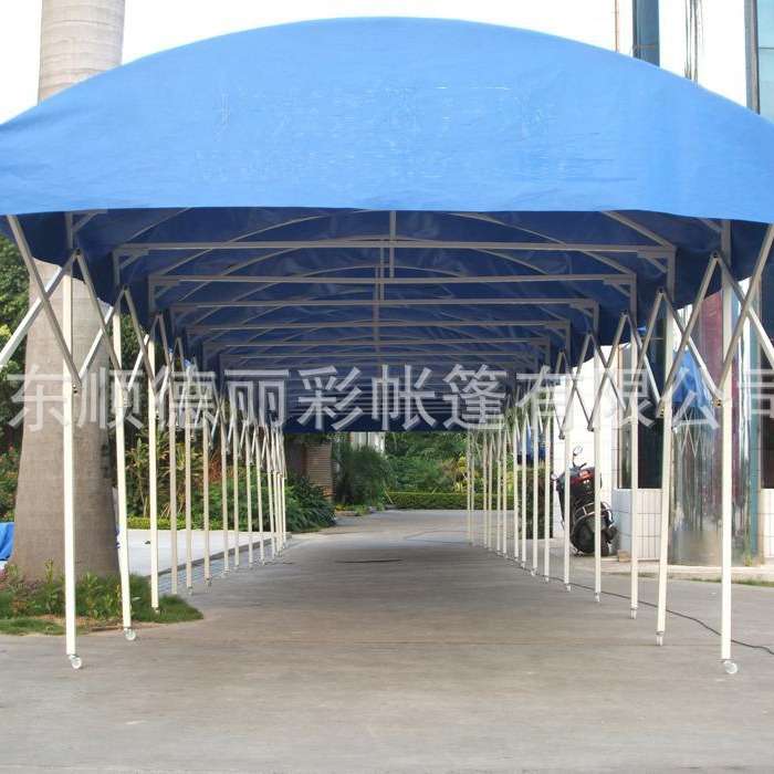户外大型电动轨道移动仓储推拉棚户外防风防雨遮阳车篷伸缩移动篷