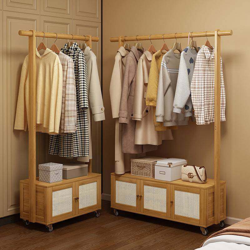 落地挂衣架卧室家用带滚轮可移动衣帽架现代简约收纳挂衣服的架子