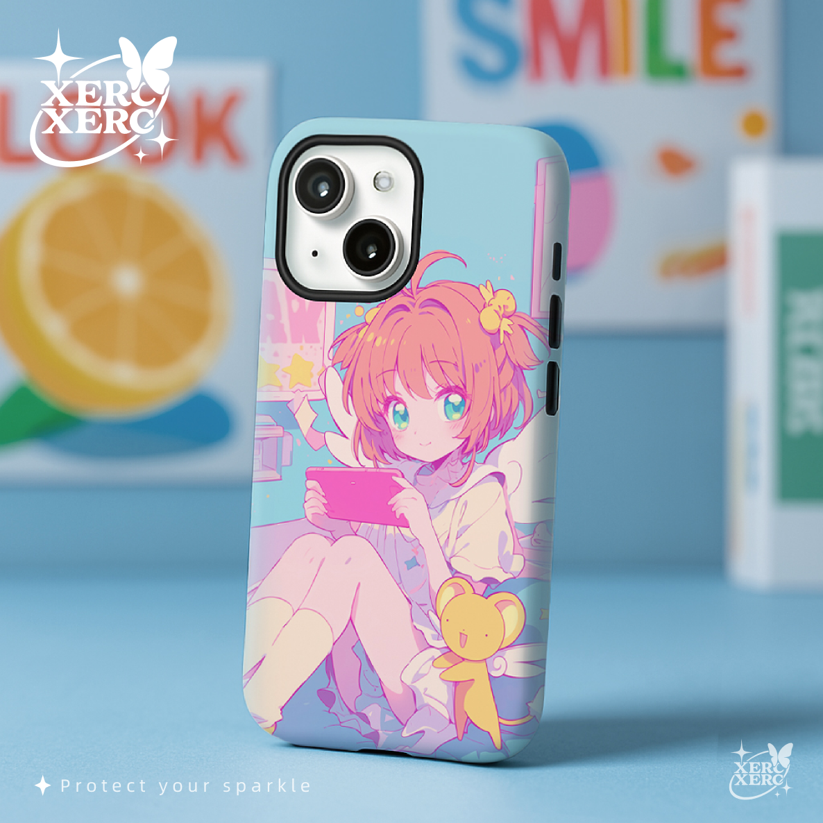 XERCXERC·幻阁小樱原创多巴胺日韩少女动漫菲林二合一磨砂圆边适用iphone/vivo/华为/oppo/小米/一加/手机壳
