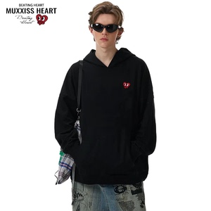 MUXXISS HEART/麦克斯桃心官网联名重磅新款情侣潮牌圆领连帽卫衣