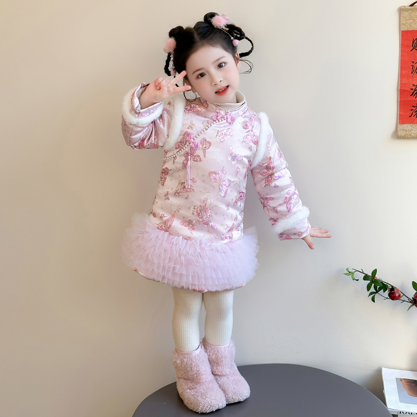 【活动价】女童加绒新中式拜年服