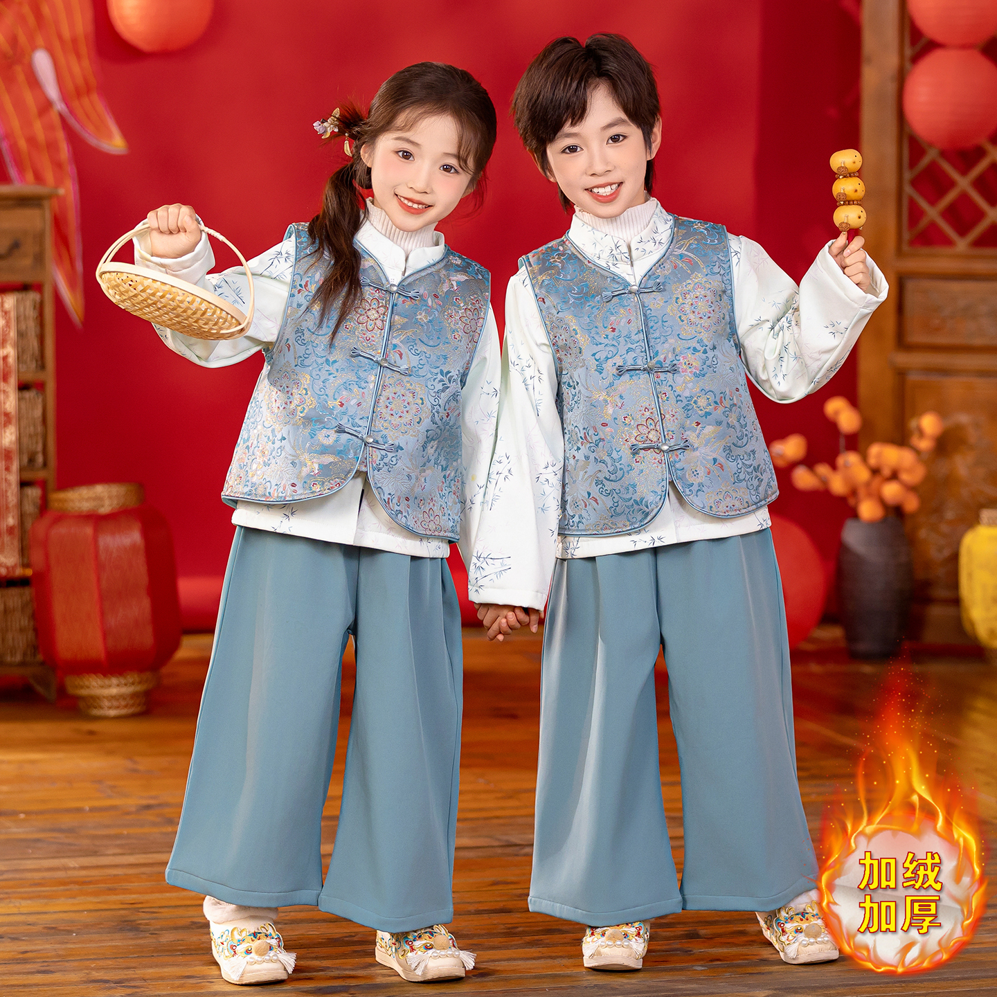 【冬上新】男女童加绒新中式汉服