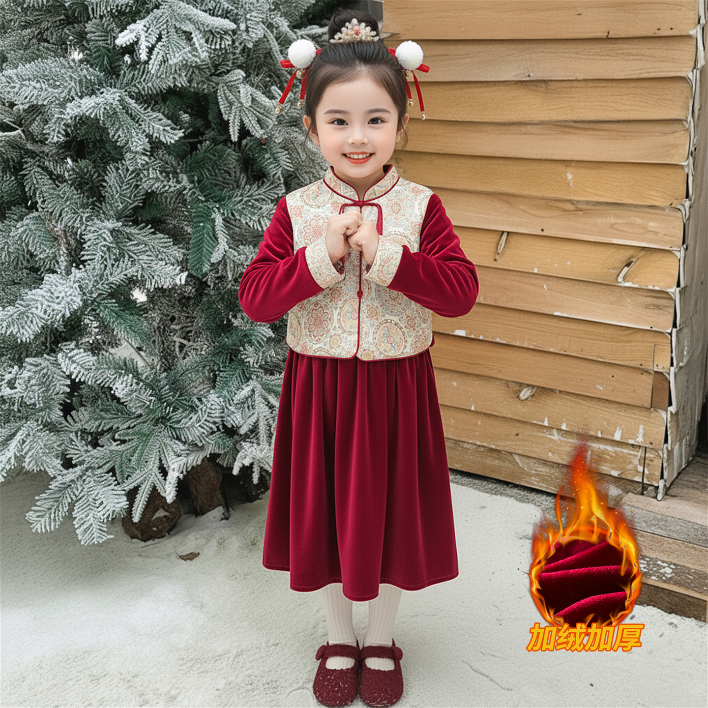 【活动价】女童加绒汉服裙拜年服
