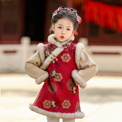 商场同款女童中国风超仙旗袍裙