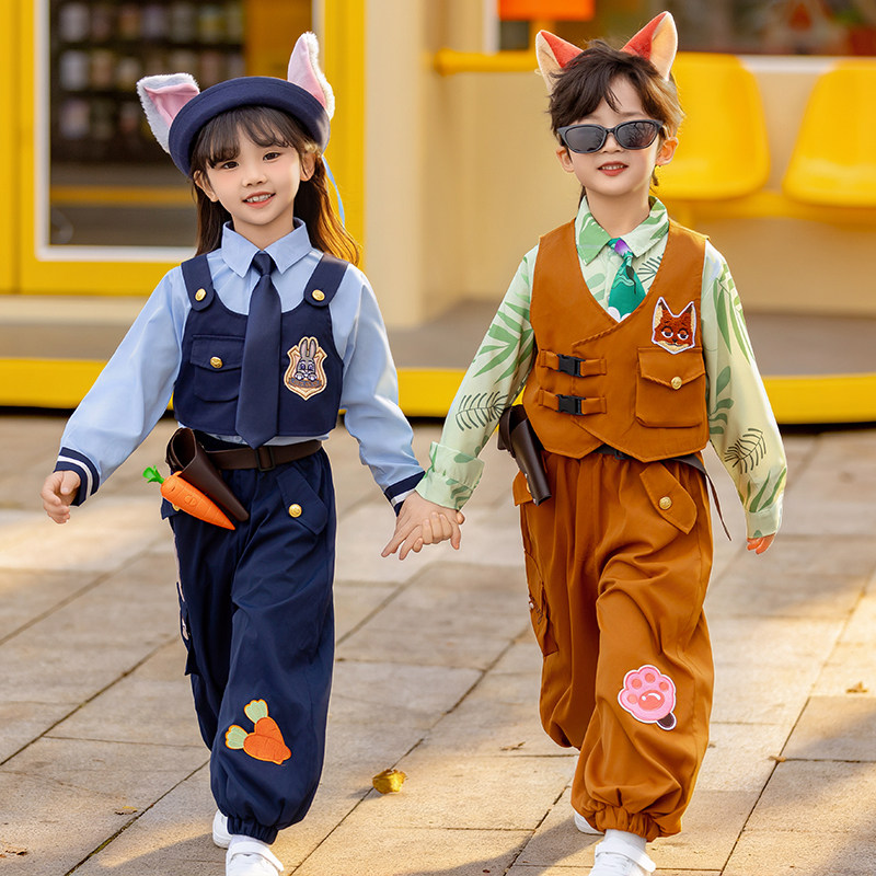 男童疯狂动物城表演服尼克狐狸衬衫套装学院风女童兔子警官两件套,童装/婴儿装/亲子装,儿童演出服,淘宝优惠券,粉丝福利购,淘宝优惠卷