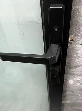 厕所窄铝合金窄型材黑色浴室方钢门单舌把手无钥匙把手锁