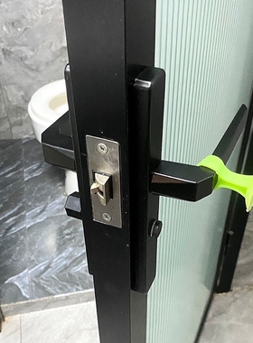 锁具黑色室内门执手门锁化妆室铝合金家用洗手间通用型无钥匙厕所