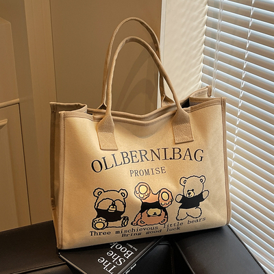 休闲大容量包包女新款帆布包托特