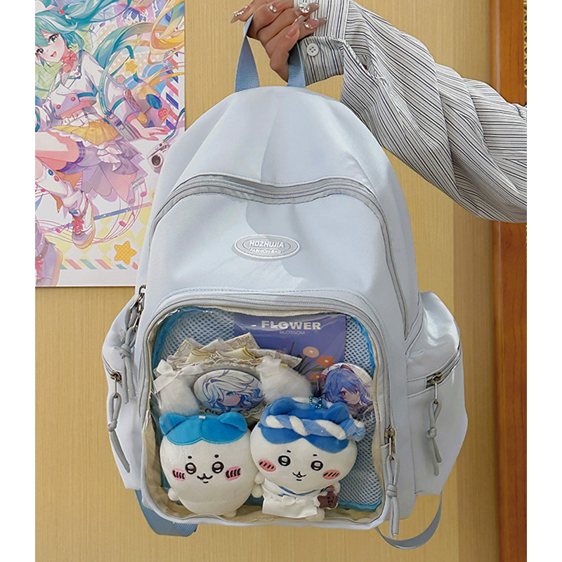 众透明吧唧痛包双肩上学大容量二次元风登山背包谷子电脑书包女