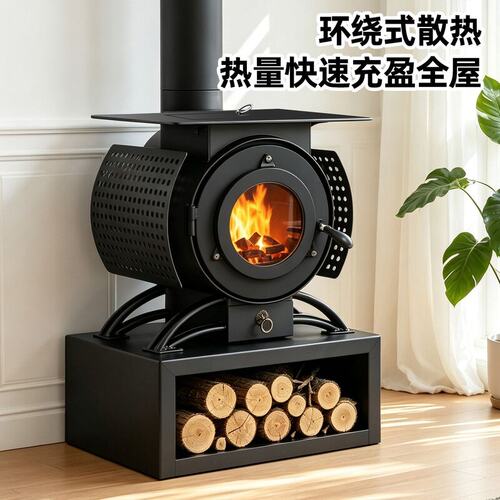 真火燃木壁炉柴火木柴取暖炉民宿无烟气化农村室内家用取暖火炉