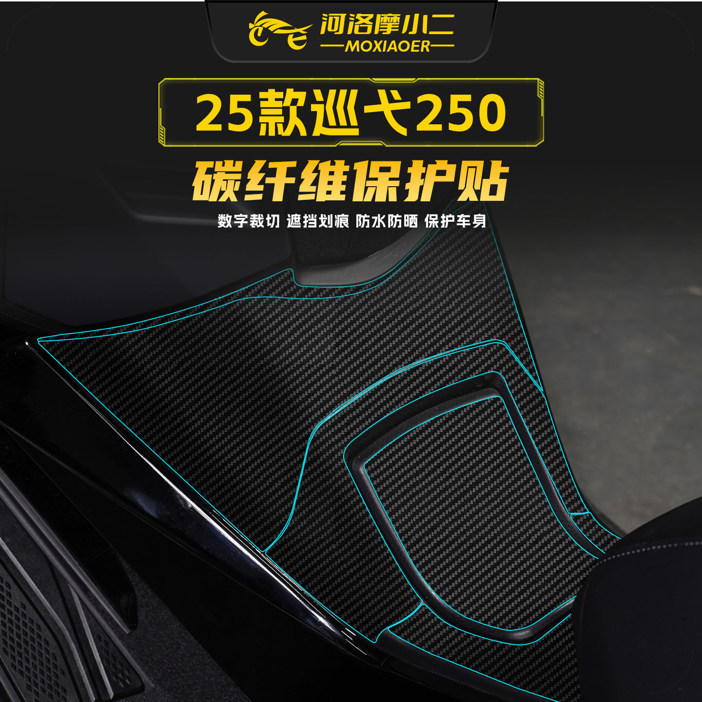 25款三阳巡弋250碳纤维保护贴
