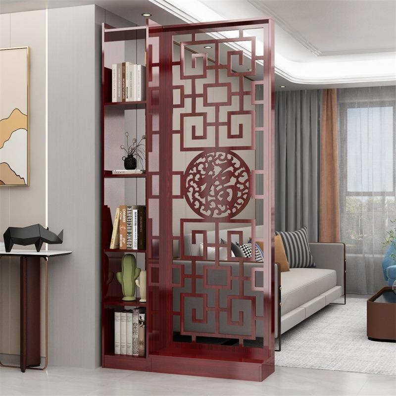 新中式客厅屏风隔断装饰家用双面镂空置物遮挡门厅入户进门玄关柜