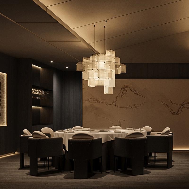 后现代轻奢金属网格餐厅客厅吊灯意大利设计师艺术个性酒店别墅灯