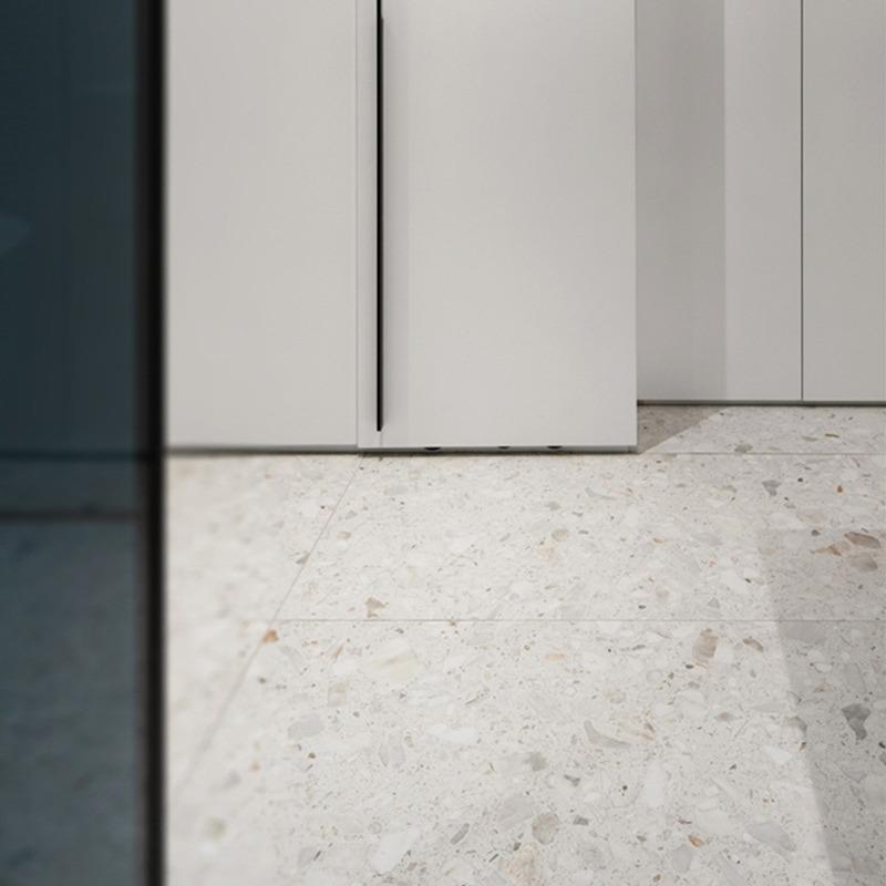 简约柔光通体白色水磨石防滑地砖大颗粒瓷砖现代质感卫生间墙砖
