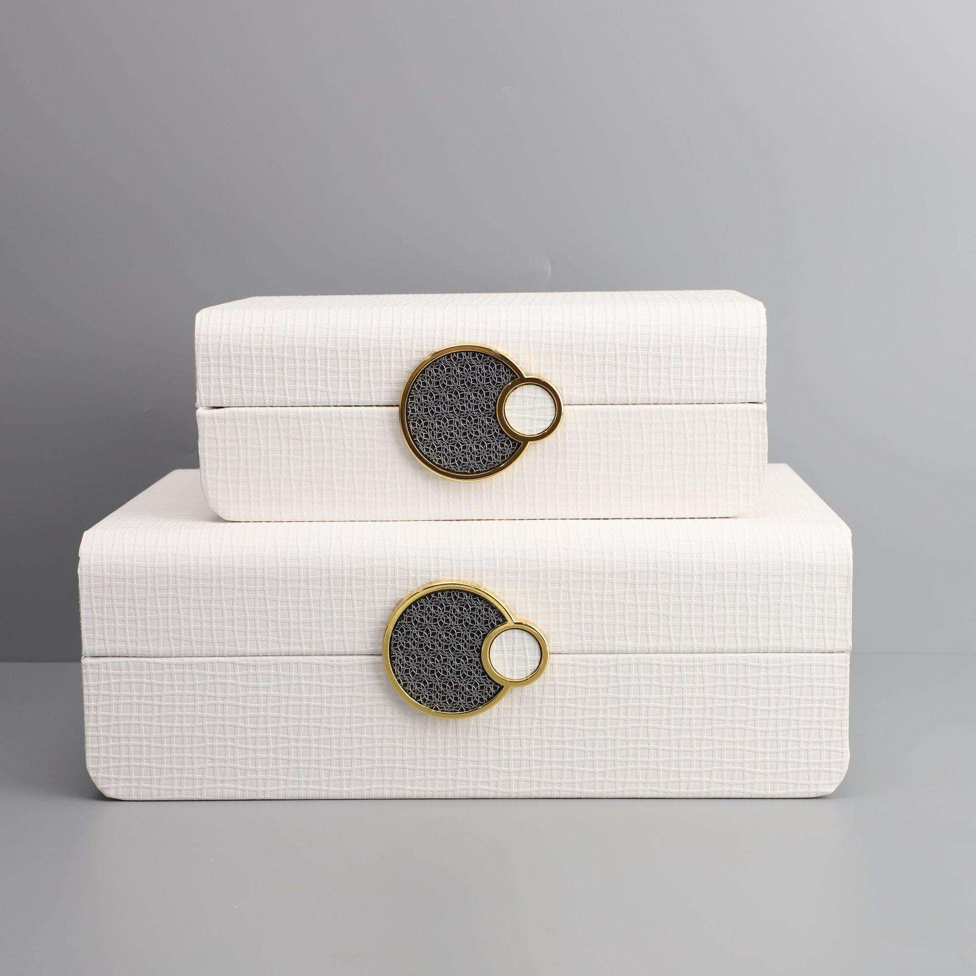 新中式轻奢皮革首饰收纳盒样板房家居玄关电视柜卧室桌面软装摆件