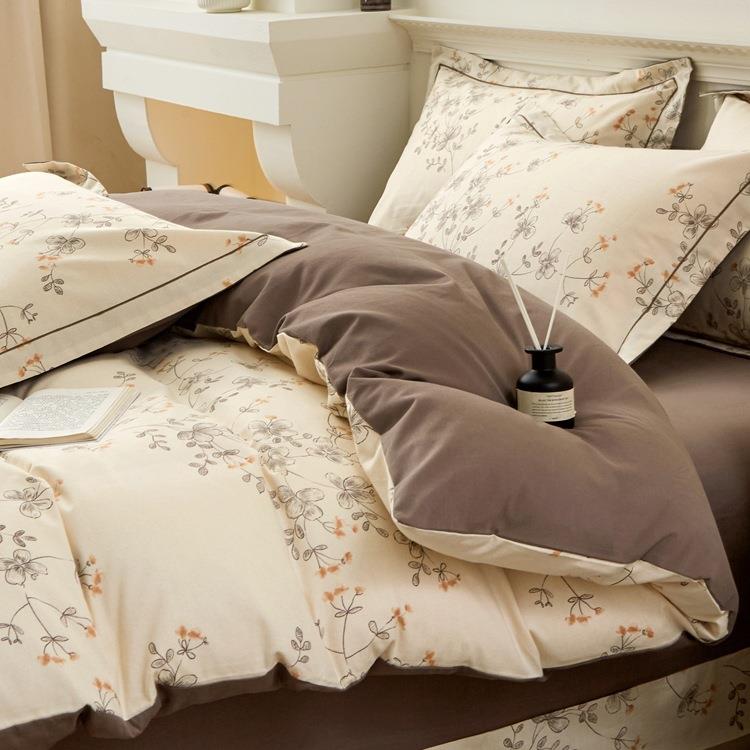 秋冬美式田园保暖加厚纯棉磨毛四件套全棉被套床单床笠床上用品