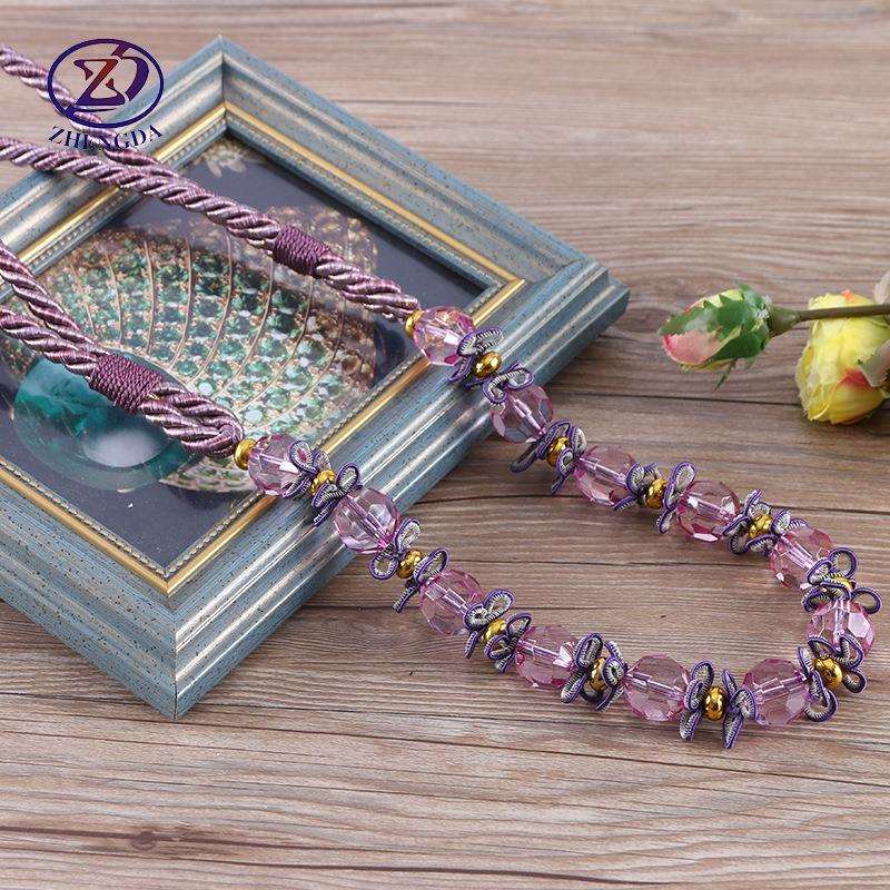 正大窗饰手工亚克力串珠绑带绑绳高品质涤纶丝窗帘配件厂家供应