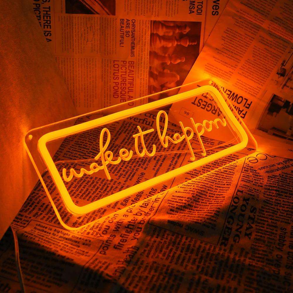 热销跨境新品创意造型直播霓虹灯3D雕刻led发光灯牌广告霓虹灯U