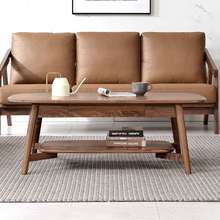北美黑胡桃木茶几电视柜组合全实木茶几桌北欧客厅家具小户型矮桌